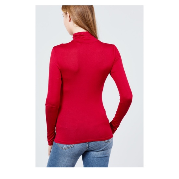 NWT-SOFT!Women's Rayon Jersey Turtleneck, Bold Red - Picture 3 of 3